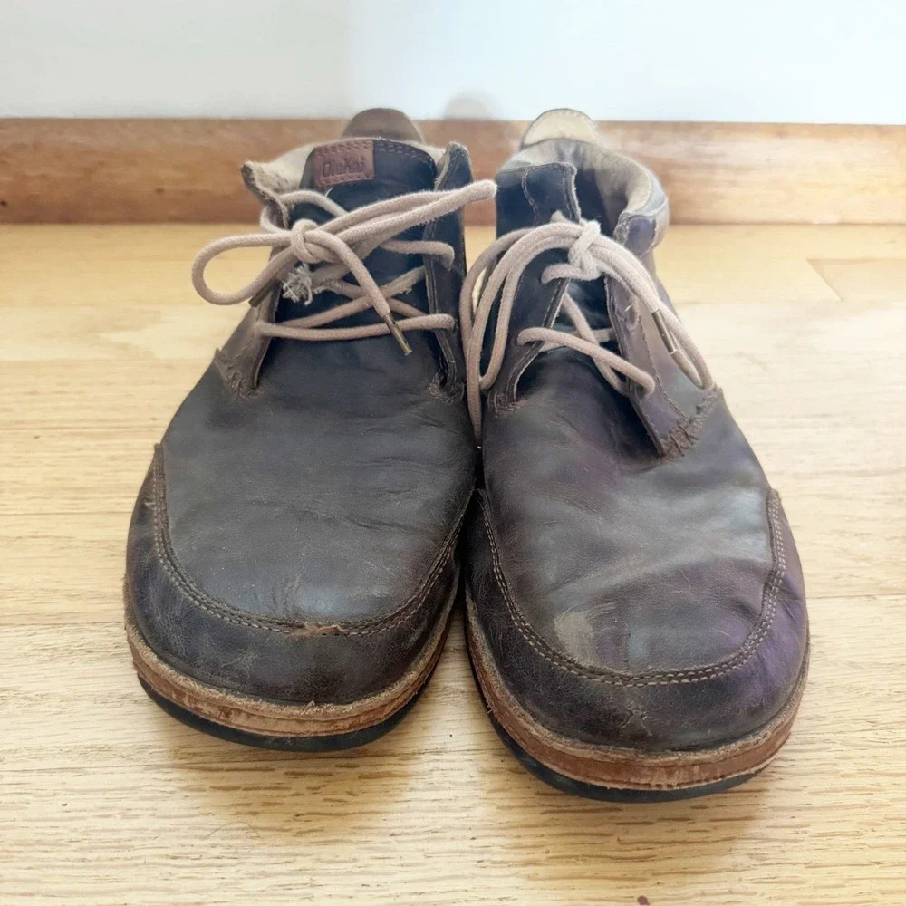 Olukai Kamuela Men's Brown Leather Chukka Boots Size 11.5 Lace Up Comfort Shoes